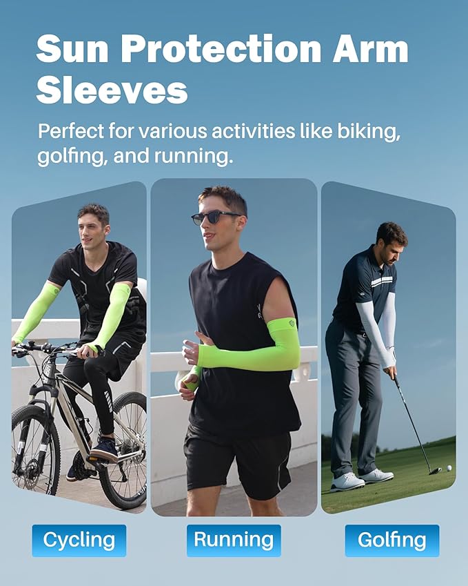Arm Sleeves for Men Women UV Sun Protection Compression Arm Warmer Tattoo Cover Up, Sports Golf Cooling Sleeves