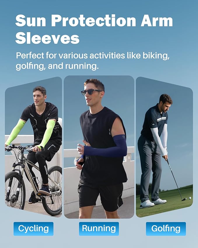 Arm Sleeves for Men Women UV Sun Protection Compression Arm Warmer Tattoo Cover Up, Sports Golf Cooling Sleeves