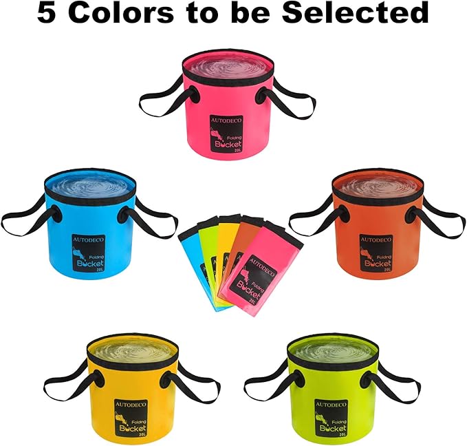 AUTODECO Collapsible Bucket 5 Gallon Container Folding Water Bucket Portable Wash Basin 20L