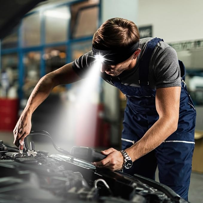 Etsfmoa Headband with LED Light,Sport Lighted Sweatband for Men and Women,Type C Rechargeable Outdoor Hairband