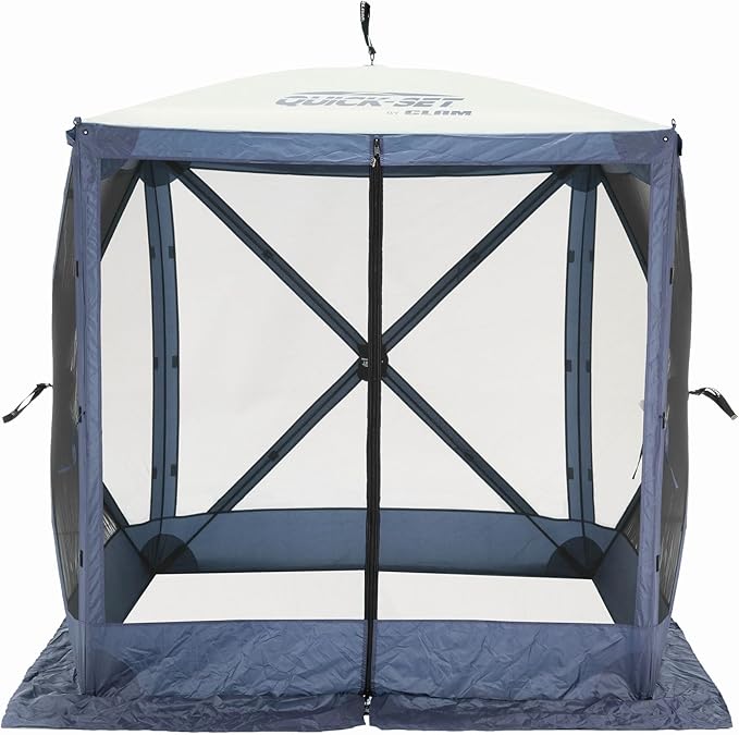 CLAM Pop Up Screen Tent, Outdoor Camping Gazebo Canopy, Traveler, 6' x 6', Blue