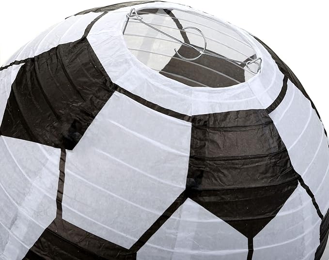 Kesoto 12 Inch Soccer Paper Lanterns - Pack of 5, Black, LED, Not Water Resistant, Soccer-Themed Paper Lantern, Lantern