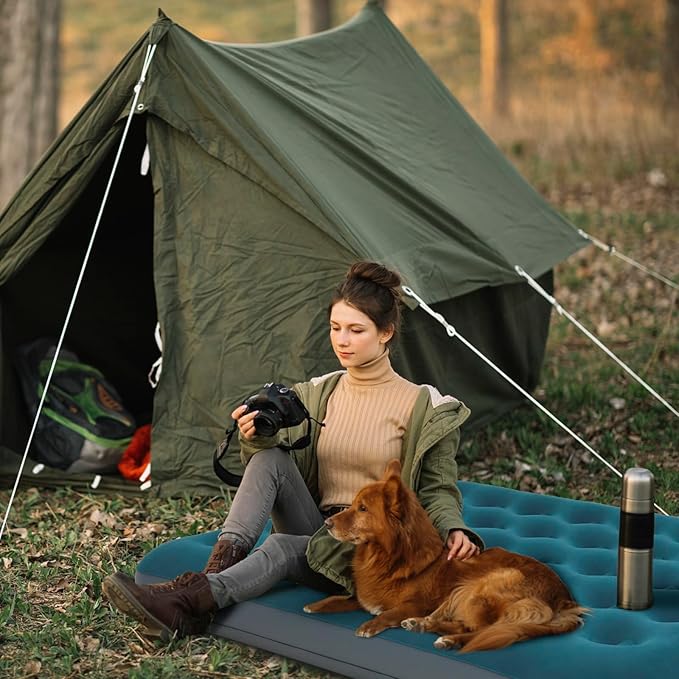 Full Size Camping Air Mattress with Built in Foot Pump, Inflatable Bed Blow Up Mattress Sleeping Pad
