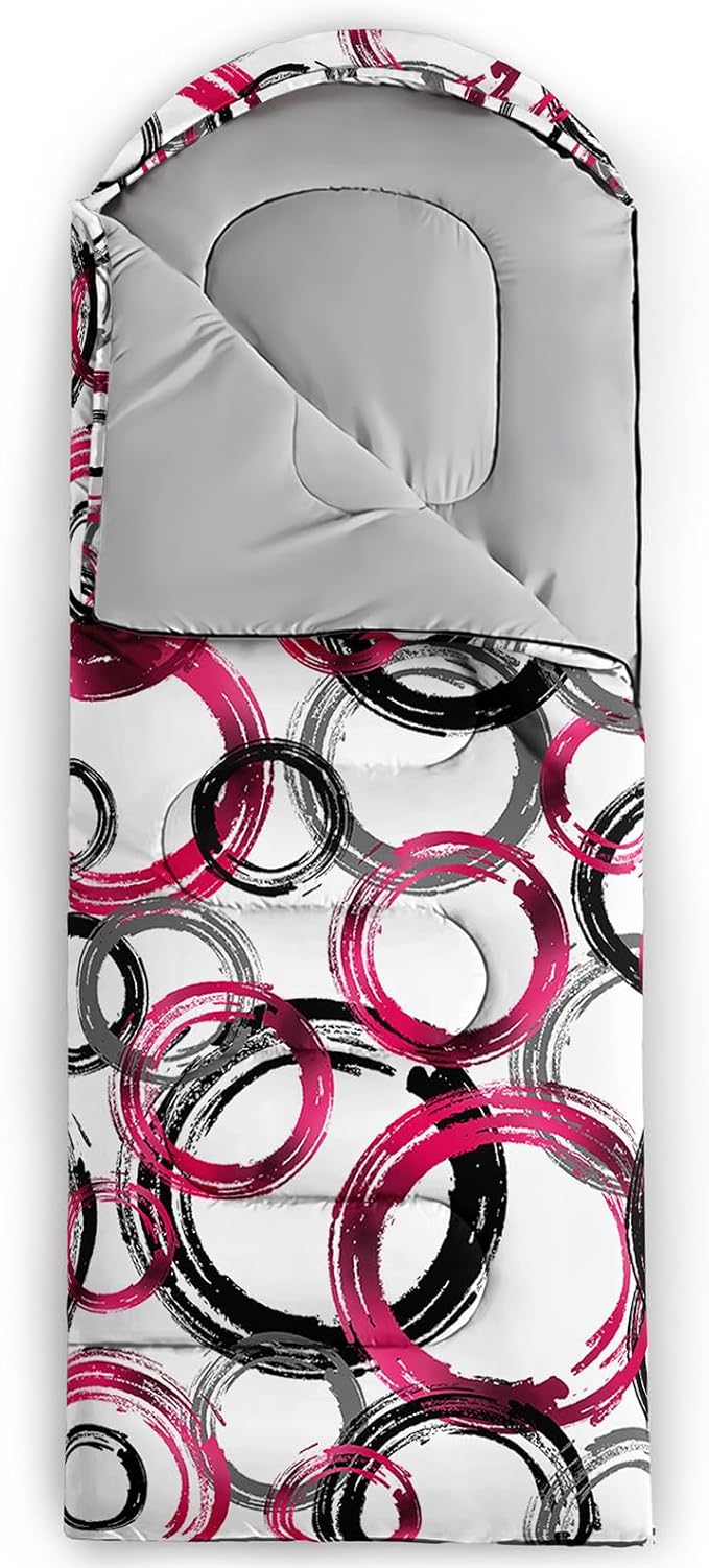 Sleeping Bags for Adults and Kids,3D Printing Camping Sleeping Bag for Girls Boys Lightweight Waterproof Cold/Warm 3-Season,Outdoor Travel with Compression Bags