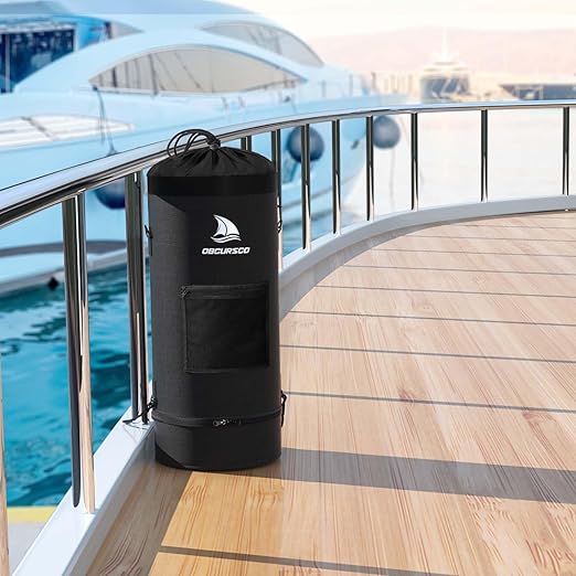 Obcursco Boat Trash Can,100% Leakproof 900D Portable Garbage Bag Pontoon Fishing Boat Accessories Marine RV or Camping 9-12 Gallon Capacity