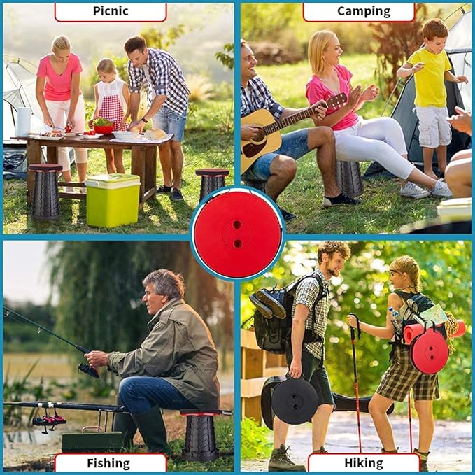 Fishboy Upgraded Collapsible Stool, 400lbs Max Weight, Lightweight But Sturdy, Portable Retractable Folding Telescoping Foldable Camping Stool for Adults Outdoor Fishing Hiking Gardening Travel BBQ