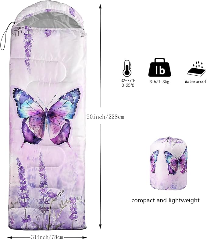 HOSIMA Dear Hunting Pattern Cold Weather Sleeping Bags for Adults,Black Light Weight Sleeping Bags for Kids Adults,WaterProof Sleeping Bags for Outdoors Hiking.