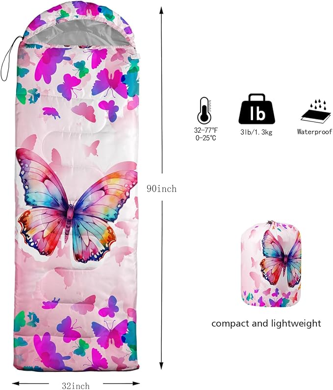 HOSIMA Dear Hunting Pattern Cold Weather Sleeping Bags for Adults,Black Light Weight Sleeping Bags for Kids Adults,WaterProof Sleeping Bags for Outdoors Hiking.