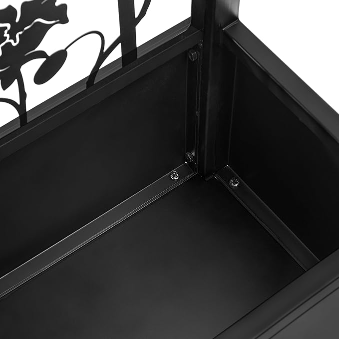 H Potter Trellis Planter Box for Outdoor Plants Privacy Screen for Patio Garden Deck Balcony (Black)