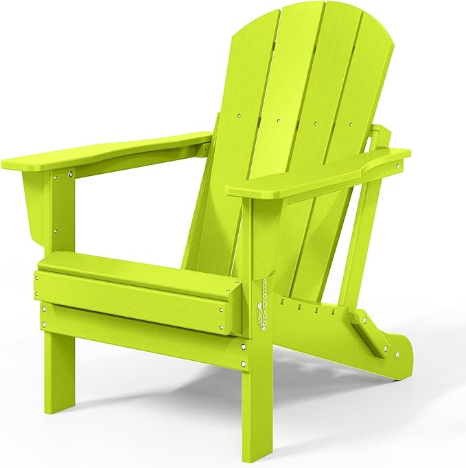 WestinTrends Malibu HDPE Outdoor Patio Folding Poly Adirondack Chair, Lime
