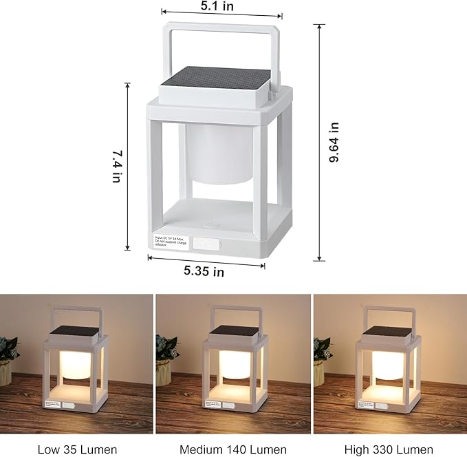 Solar Lantern Outdoor Table Lamp: Portable Waterproof LED Light - Hanging Solar Lamp Rechargeable Lights for Patio Camping