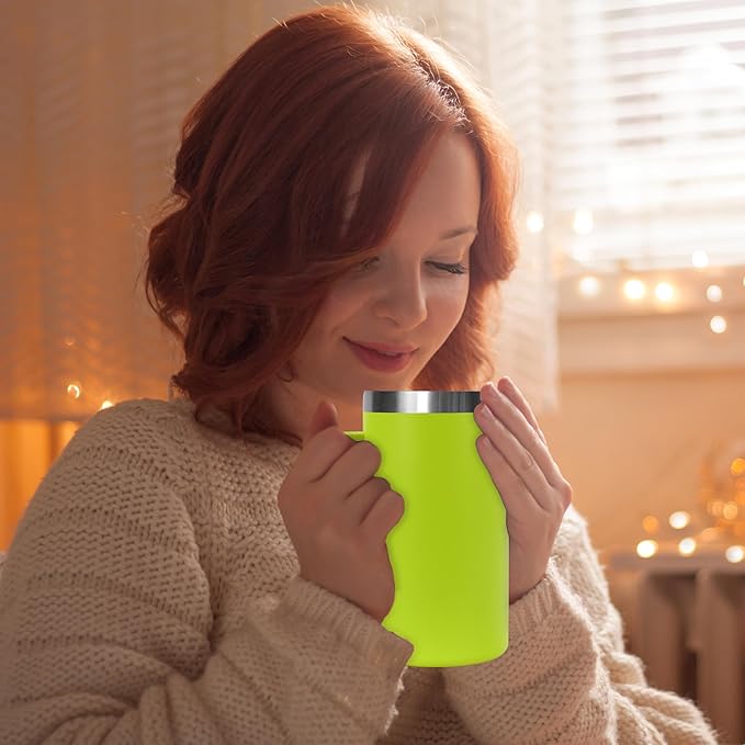 DOMICARE 24oz Mug with Handle and Lid, Stainless Steel Coffee Mug, Travel Mug with Handle, Double Wall Vacuum Coffee Tumbler, Reusable Insulated Cup, Light Green, Pack 4