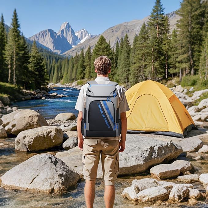 Maelstrom Backpack Cooler,36 Can Cooler Backpack,Soft Cooler Bag Insulated Leakproof,Lightweight Ice Chest Backpack,Travel Cooler Lunch Backpack for Camping,Hiking,Beach,Gray