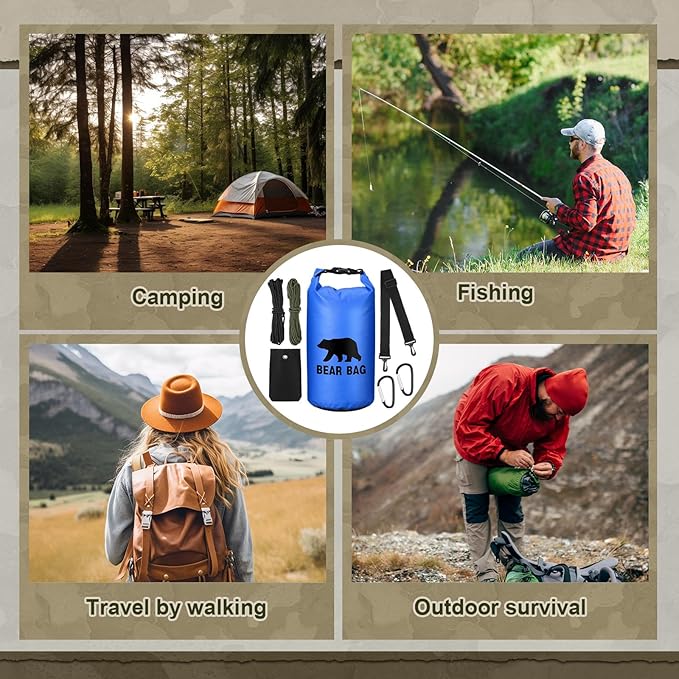 1 Set Bear Food Bag for Camping Ultralight Food Hanging System Includes Waterproof Bear Bag, Nylon Ropes, Hooks for Camping Backpacking