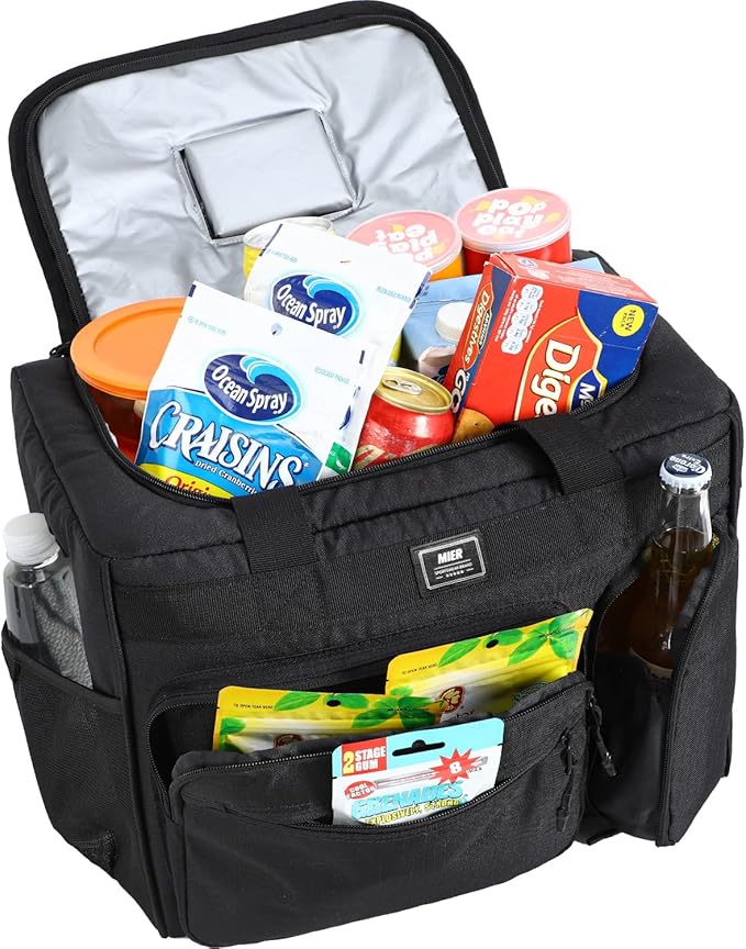 MIER 30L Extra Large Soft Cooler Bag with Bottle Opener for Camping Beach BBQ Grocery Golf Leakproof Picnic Lunch Bag, Collapsible, Top Flip Lid, 45Can (Black)