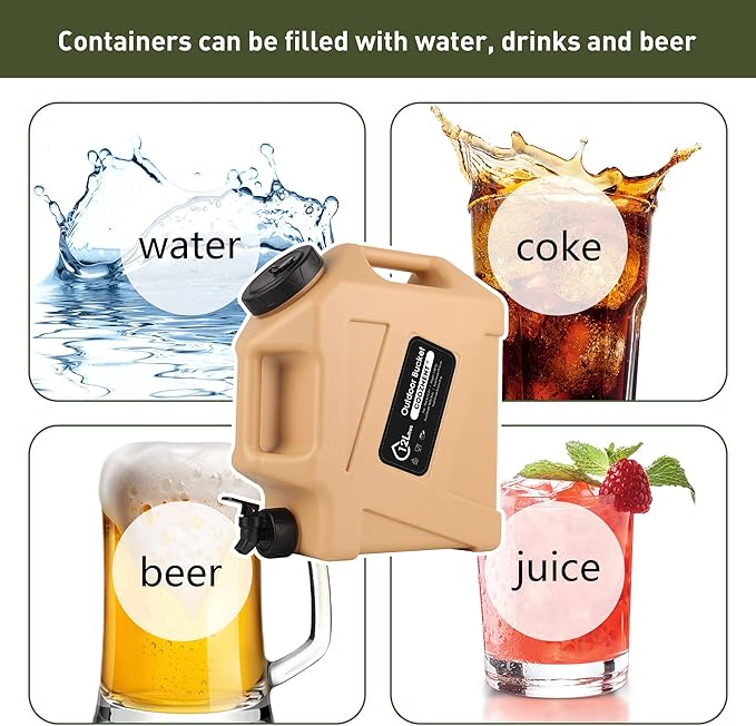 3.2 Gallon/5 Gallon Water Containers with Spigot, BPA Free Water Jug, Military Green Water Tank, Multifunction Water Storage Containers for Camping Outdoor Hiking,Emergency Stroage