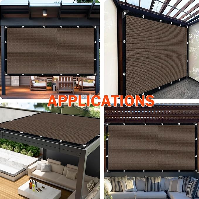 Mocha Sun Shade Cloth,Pergola Shade Cover with Reinforced Grommets,90% Shade Fabric Fence Privacy Screen Balcony,Pergola Shade Cover Canopy Garden Carport Porch Deck Patio Shade Cover,6x6FT