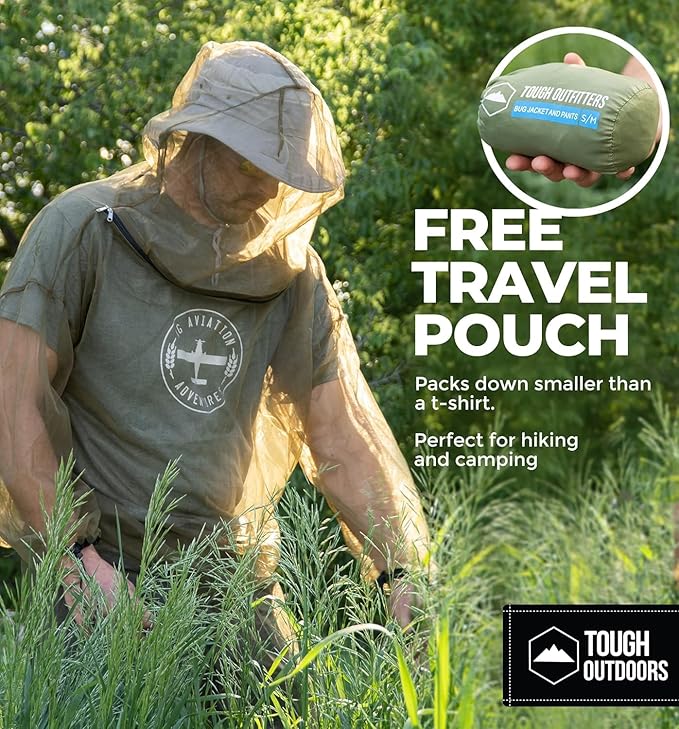 Tough Outfitters Mosquito Suit Jacket & Pants - Mosquito Repellent Clothing for Men & Women - Insect, Bug Proof Net Mesh Suit for Gardening & Outdoor - from Flies, Tick, Gnats - Large
