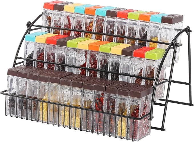 URALFA Spice Shaker Jars, Plastic Seasoning Shaker Box Condiment Set for Travel, Seasoning Storage Containers,Color