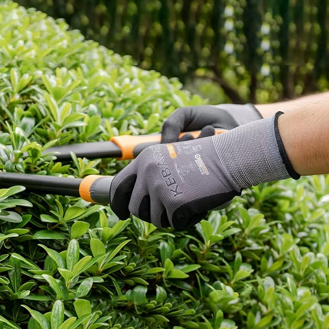 Kebada W2 Safety Work Gloves, Micro-Foam Nitrile Coated Gloves, Touchscreen,Ideal for Package Handling, Gardening, Construction, 1 Pair X-Small