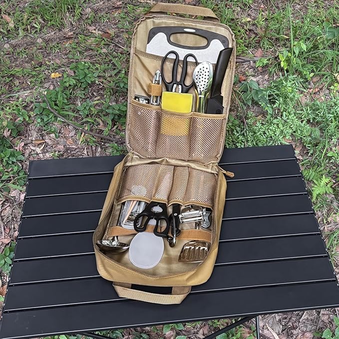 Tactical Camp Kitchen Organizer Camping Cooking Utensils Bag for BBQ, Picnic, Travel & Hiking (Bag Only)