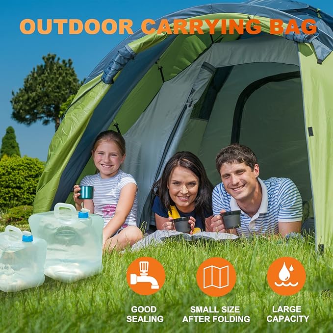 2 Pack Collapsible Water Container with Spigot 2.6 Gallon, Foldable Camping Water Storage Jug Portable Water Tank Canteen for Outdoor Hiking, Fishing, Emergency