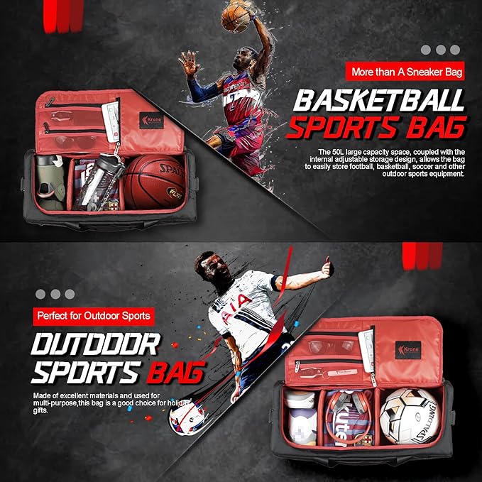 Sneaker Bag for Travel/Sneakerhead gift/Outdoor Sports Bag/Gym Bag /, A Multi-functional Travel Duffel Bag with 3 Adjustable Dividers, & Shoulder Strap,Made of Nylon, by Krone Kalpasmos-classic