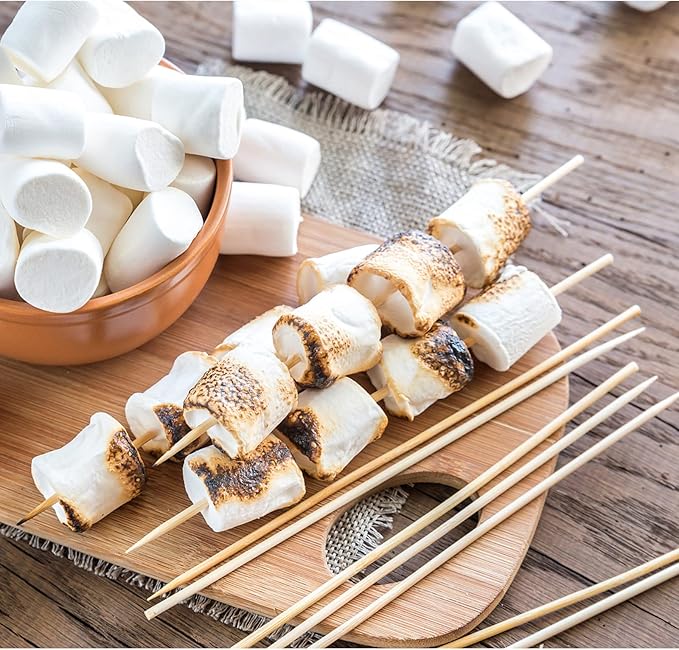 BLUE TOP Natural Bamboo Skewers 12inch Φ=4mm Pack 200;Bamboo Sticks for Grilling, BBQ, Kabob,; Candy Sticks for Fruits, Candies, Chocolate Fountain, Appetizer, Plant Sticks for flower tomato growth