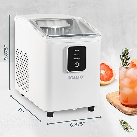 Igloo Self-Cleaning Countertop Ice Maker - Compact and Portable - Creates 26 lbs. Per Day, 8 Pieces Ready Every 7-8 Minutes - Includes Ice Scoop and Basket - White