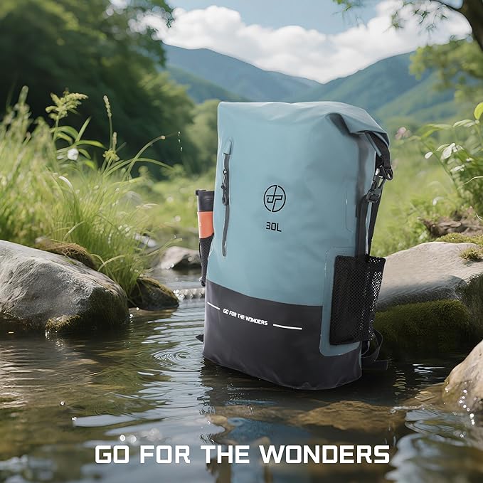 UPWELL 30L Waterproof Dry Bag Boating Backpack for Travel Hiking Camping Kayaking Hiking Swimming Floating Submersible Dry Bag grey
