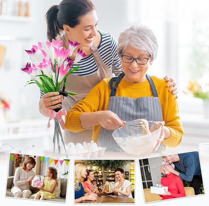 8 Pack Solar Garden Lights Outdoor, 7 Color Changing LED Waterproof Solar Powered Lily Flowers Landscape Lights for Outside Yard, Patio, Pathway Decorative, Décor