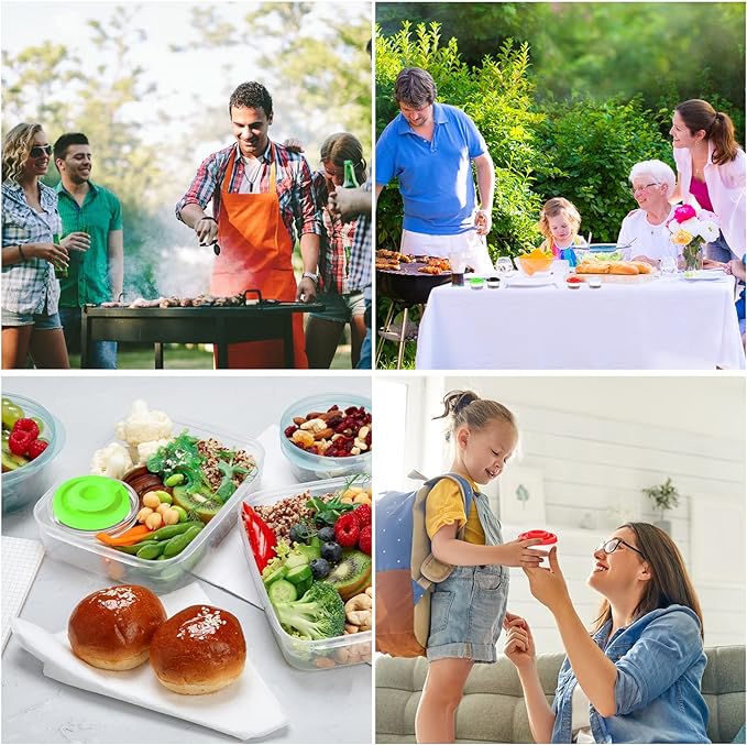 4 Pcs Salt and Pepper Shakers Set Mini Plastic Pepper Shaker with Lid Damp Proof Popcorn Containers Clear Spice Jars Salt Shaker for Travel Camping Picnic Lunch Dining Kitchen (Colorful, Small)