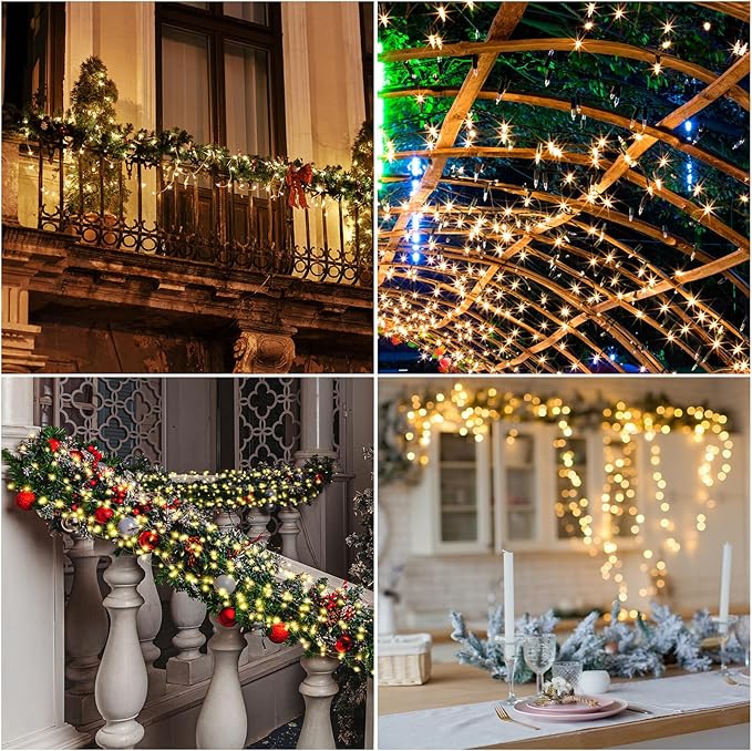 Macarrie 20 Pcs USB String Lights 33 ft 100 LED Fairy Lights Powered String for Christmas Indoor Outdoor Wedding Party Tree Home Festival Garden Decoration (Warm White)