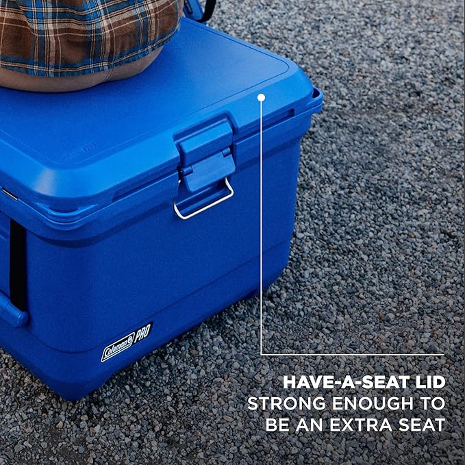 Coleman Pro Heavy-Duty 55qt Wheeled Ultra-Light Premium Hard Cooler, Extra-Thick Insulation Keeps Ice up to 5 Days, 92-Can Capacity, Heavy-Duty Wheels