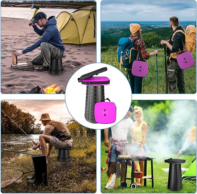 Foldable Camping Stool with Cushion, Portable Folding Stool with Nylon Bag, Collapsible Stool for Adults Portable, Max Load 550 LB