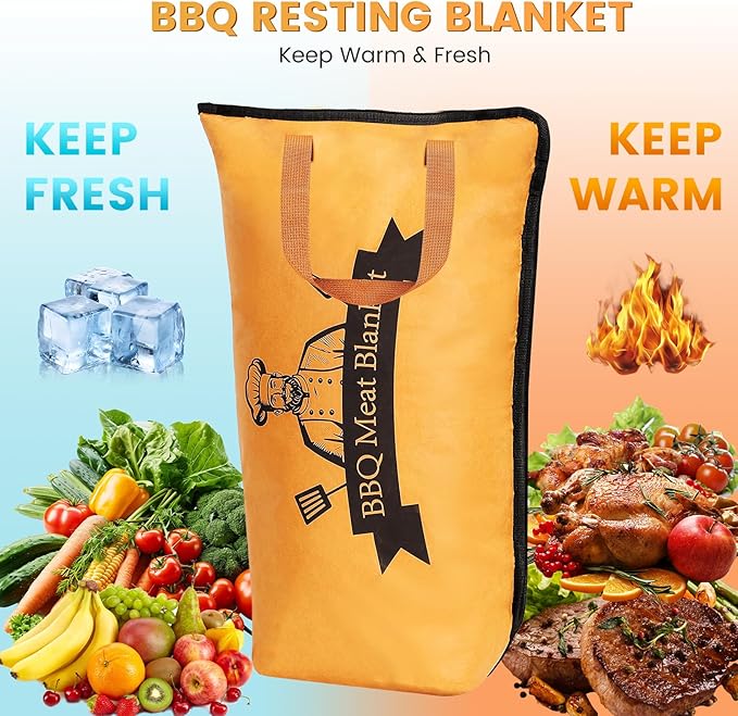 HONKID BBQ Blanket for Resting Meat, Keeps Meat Warm, Juicy & Tender, Large Capacity Smoking Blanket for Resting Meat Reusable BBQ Smoking Blanket Set for BBQ Lovers