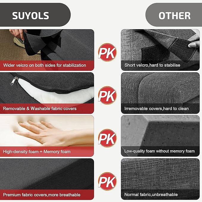 Convertible Folding Sofa Bed - Chair Bed Sleeper with Pillow, Modern Linen Fabric Fold Out & Futon Couch, Foldable Mattress for Living Room/Dorm/Guest Use/Home Office, Queen Size, Dark Gray