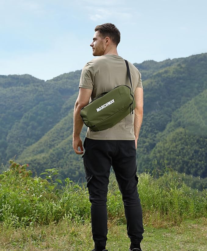 MARCHWAY Lightweight Folding Tent Camping Cot Bed with Lever Lock, Easy Setup Portable Compact for Outdoor Travel, Hunting, Hiking, Motorcycling, Support 330Lbs (Army Green)