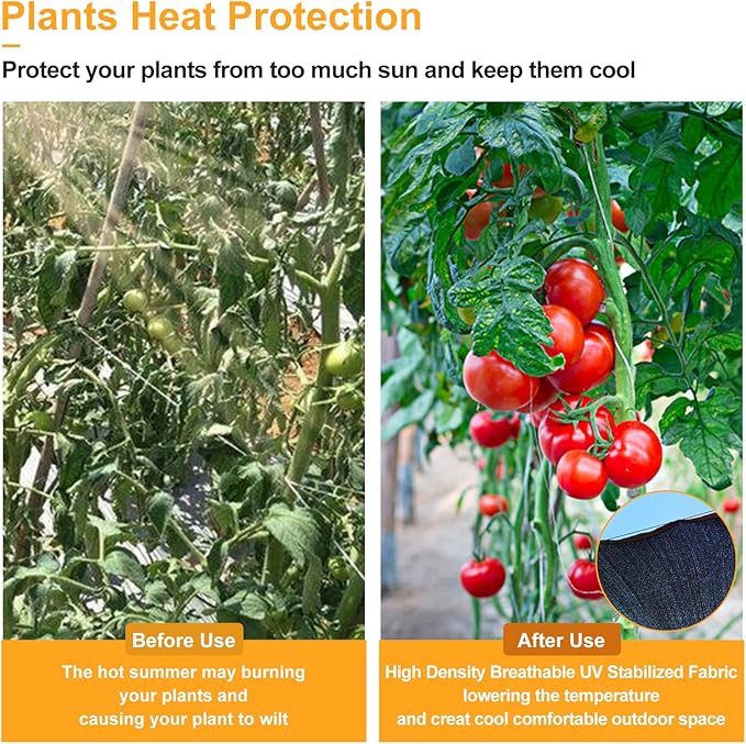 UCINNOVATE Sun Shade Net 90% Sunblock Shade Cloth, 10x13 FT Durable Plant Mesh Shade Fabric UV Resistant Shade Screen with Grommets for Greenhouse Patio Lawn Garden Parking Yard Barn or Dog Kennel