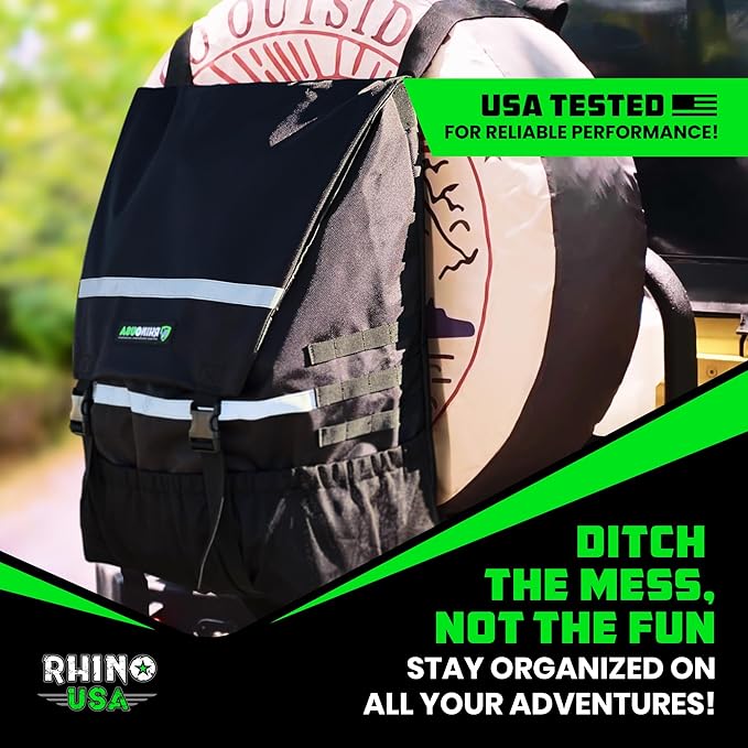 Rhino USA Spare Tire Trash Bag - Ultimate Car Storage Solution For Overlanding Accesories, Firewood, Water, Camping Essentials and More! - Black