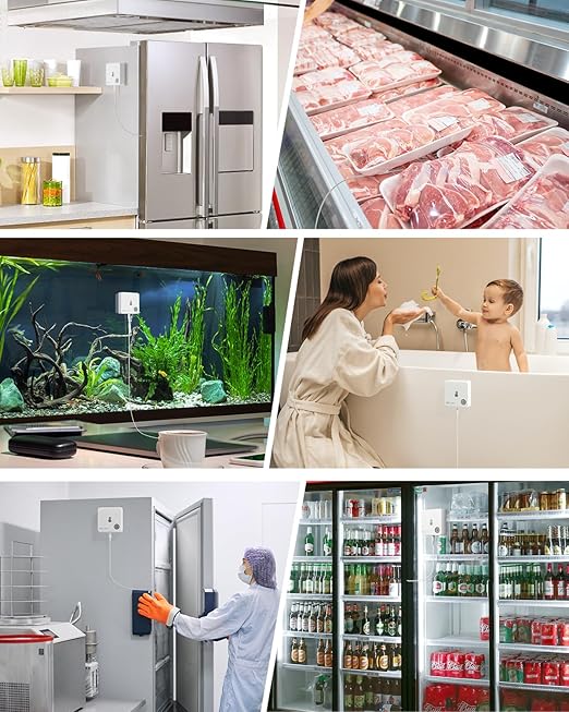 WiFi Freezer Thermometer Alarm with Digital Monitor Hub, App and Email Alerts, 2-Year Data Export, 2 Remote Temperature Sensors for Refrigerator, Fridge, Freezer