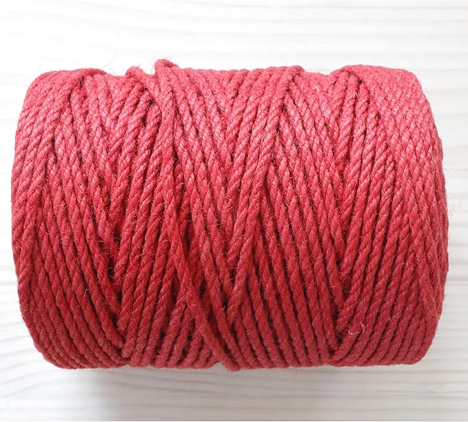 4mm x 400 Feet Red Jute Rope, Twine for Gardening Tomato Climbing Plant Tie Floristry Crafts Gift Wrapping Packing Decor