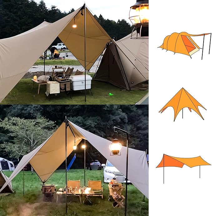 WILDROAD Tarp Poles Tent Poles Canopy Poles 8.37 ft, Telescoping Aluminum Poles with Non-Slip Aluminum Cone Bottom, Portable and Lightweight Camping Gear for Camping and Awnings, Set of 2