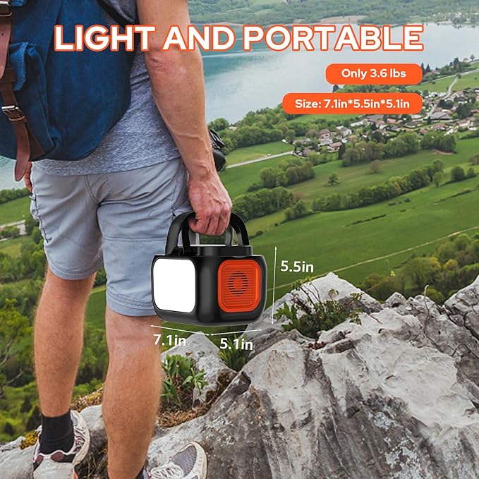 Portable Power Station 97Wh Backup Lithium Battery, Solar Generator Power Bank Station Fasting Charging 150W with Wireless Charging LED Flashlight Power Supply for Home Camping RV Emergency