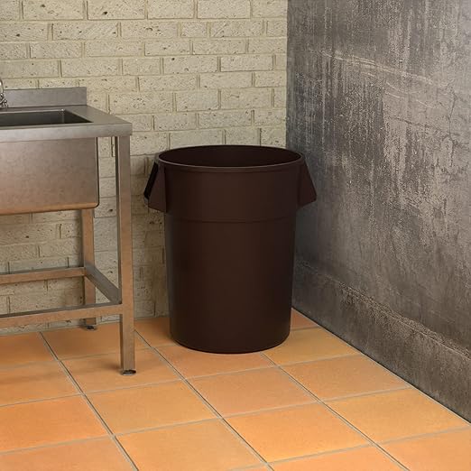 55 Gallon Brown Round Commercial Trash Can