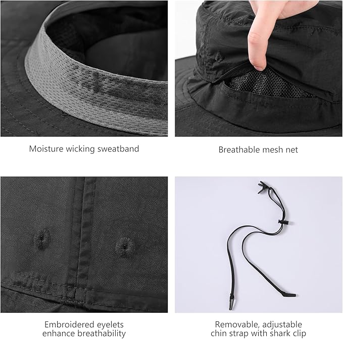 BASSDASH UPF 50+ Mosquito Net Hat with Stowable Neck Flap for Men Women Outdoor Fishing Hiking Camping Gardening FH17