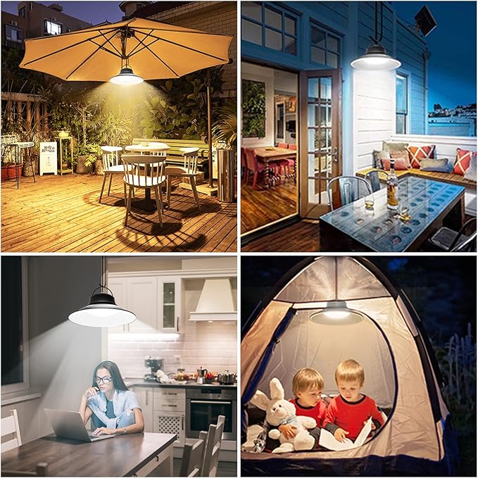 NIORSUN Solar Pendant Light, Upgraded Motion Sensor Light Outdoor Solar Lights Indoor Dimmable with Remote 3000K/4500K/6000K, 16.4ft Cable IP65 Waterproof for Shed, Barn, Gazebo, Patio(1 Pack)