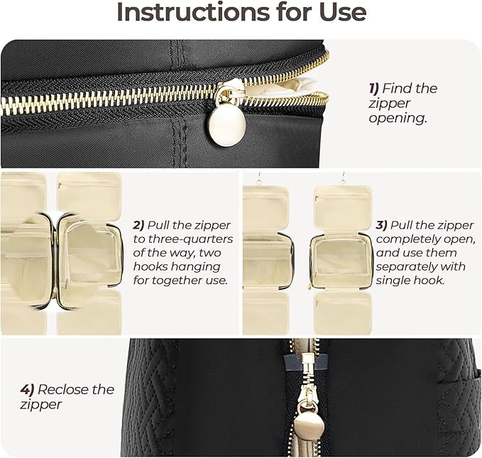 Hanging Travel Toiletry Bag for Women Detachable Toiletry Bag with 6 Compartments Large Makeup Bag Cosmetic Organizer for Bathroom Shower Business Trips Camping,Black