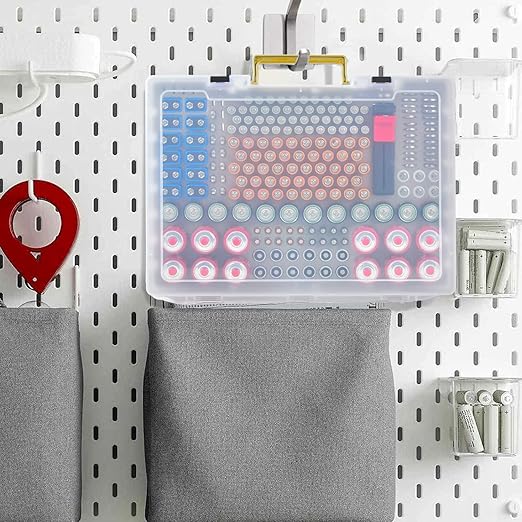 Battery Organizer Storage Holder- Batteries Case Containers Box with Tester Checker BT-168. Garage Organization Holds 225 Batteries AA AAA C D Cell 9V 3V Lithium LR44 CR2 CR1632 CR2032 (Blue)