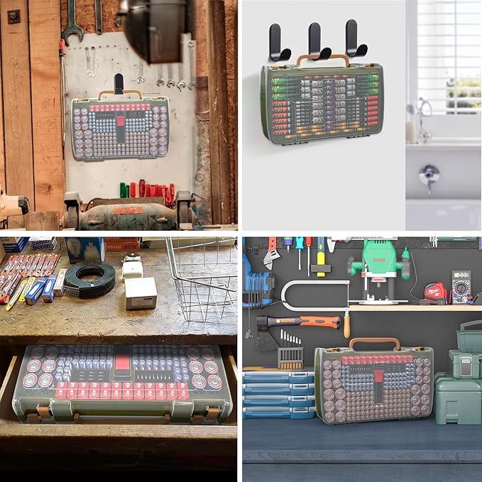Large Capacity 269 Battery Organizer Storage Case with Tester, Double-Side Battery Holder Container for AA AAA AAAA C D 9V Lithium 3V CR123 CR2032 CR1632 18650 Batteries(Box Only) (Green)